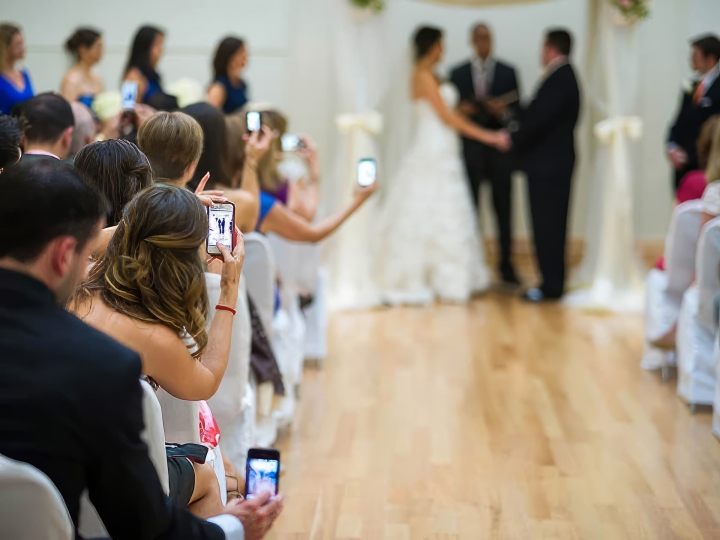 Taking pictures on a phone during a ceremony